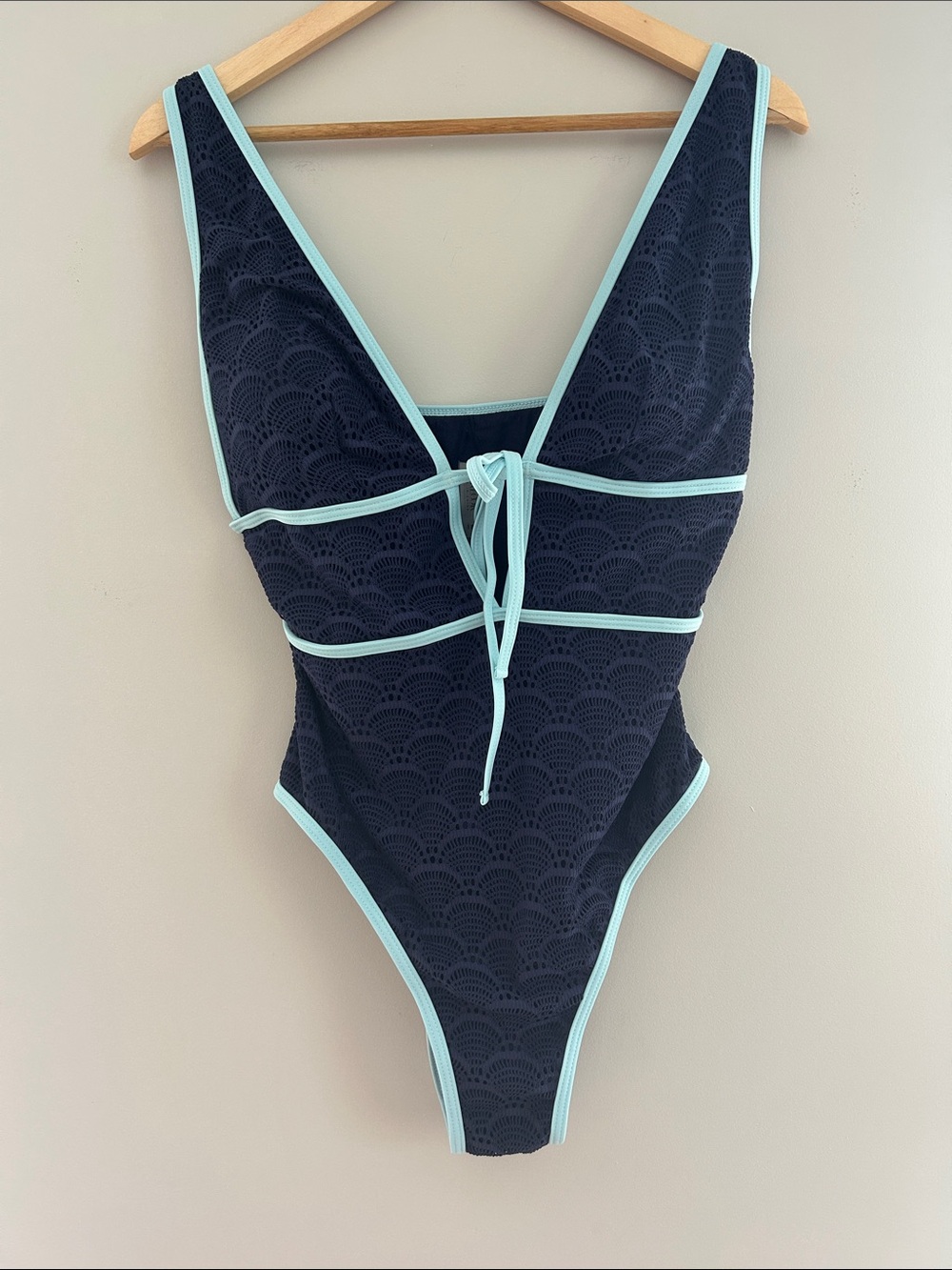 Berlook Navy One-Piece Swimsuit with Light Blue Trim